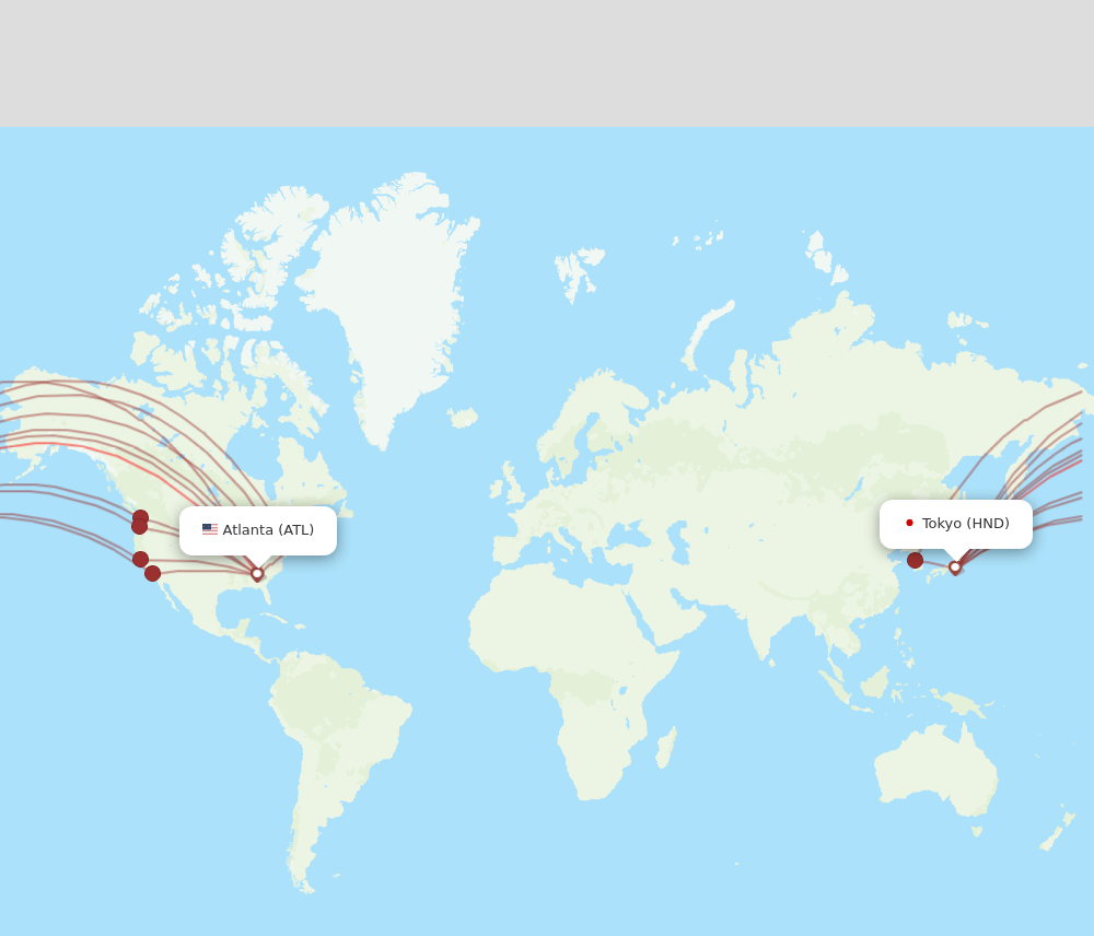 HND to ATL flights and routes map