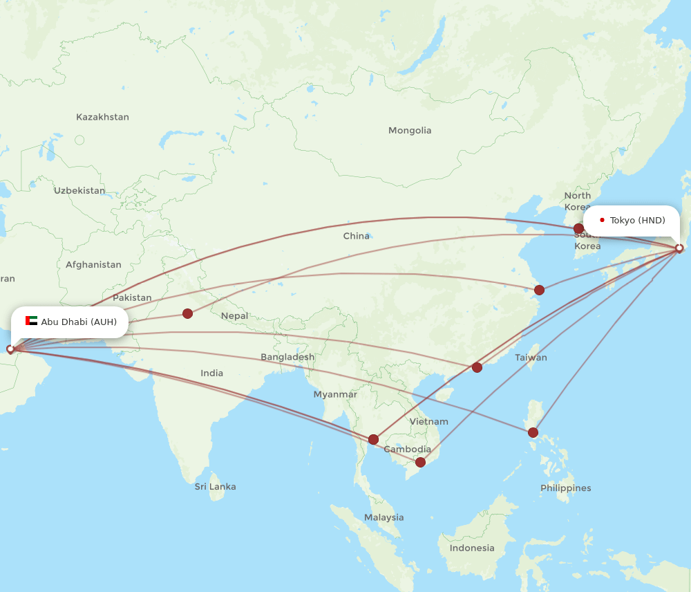 HND-AUH flight routes
