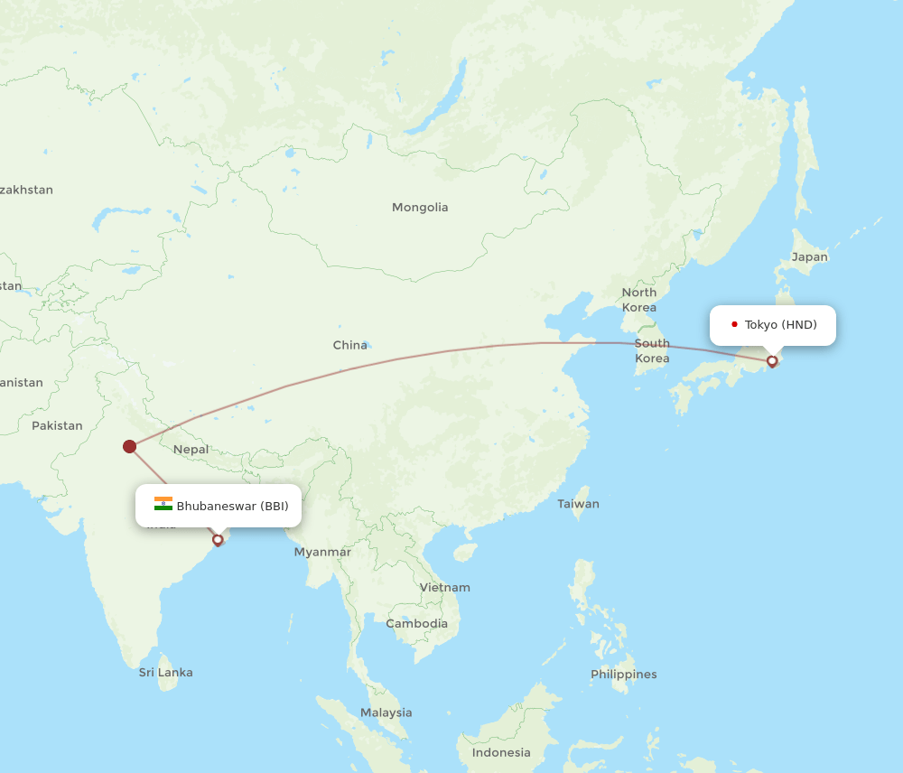 HND-BBI flight routes