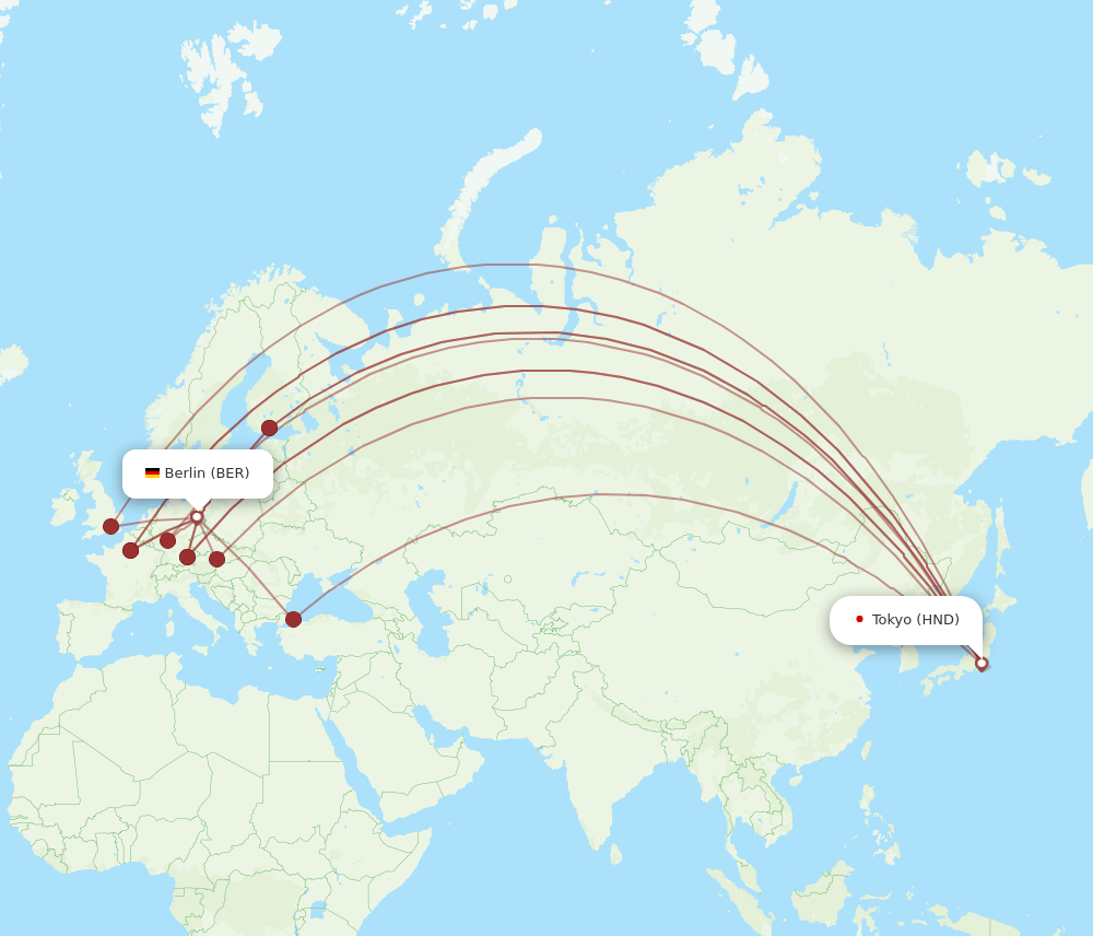 HND to BER flights and routes map