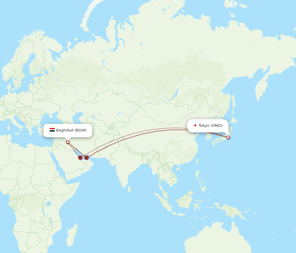 HND-BGW flight routes