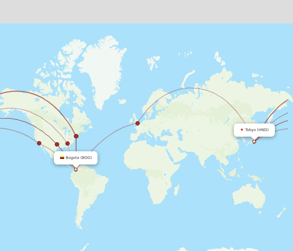 HND-BOG flight routes