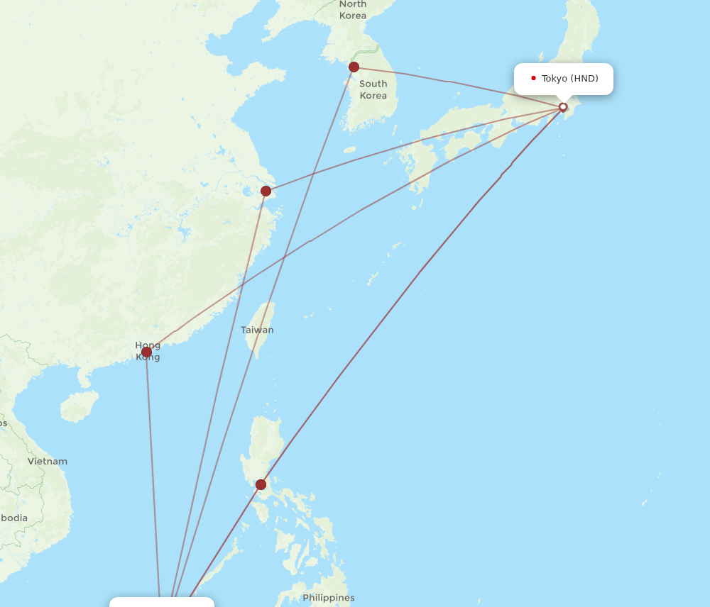 HND-BWN flight routes