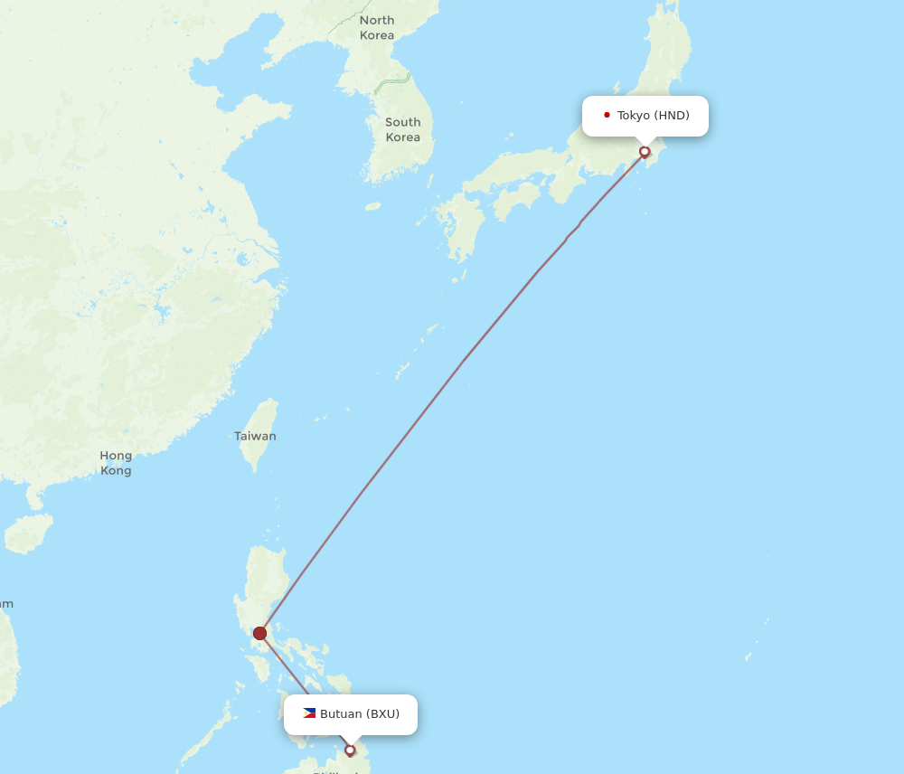 HND-BXU flight routes