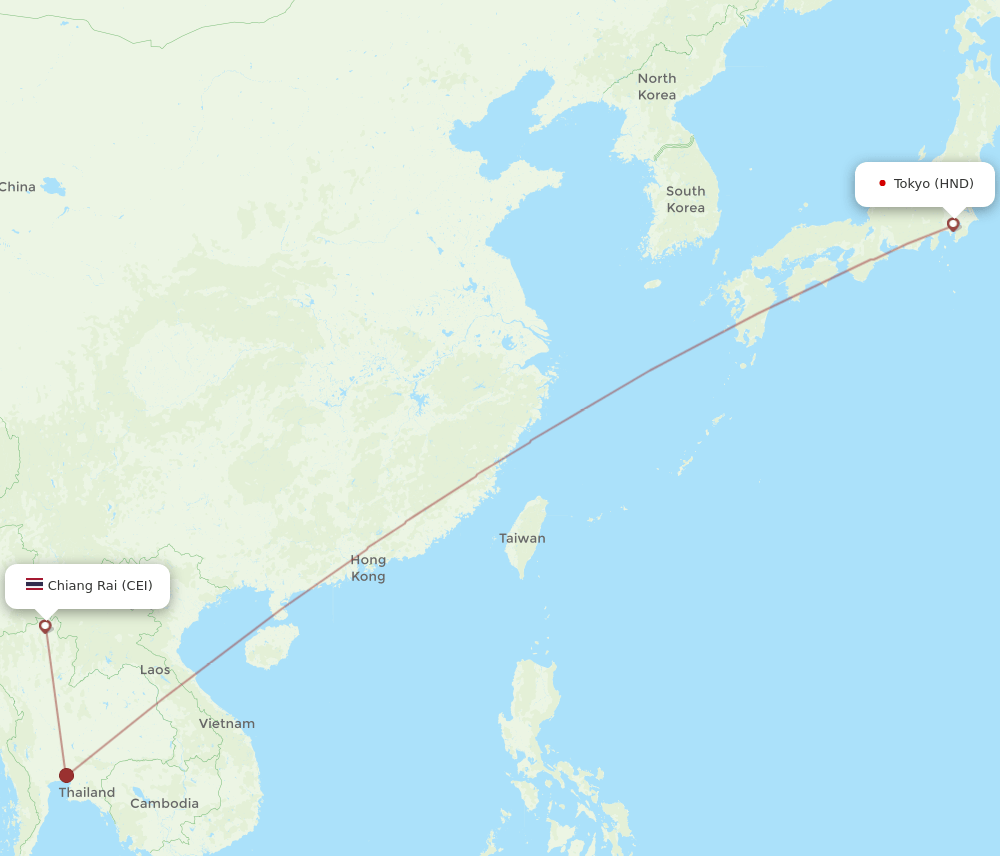 HND-CEI flight routes