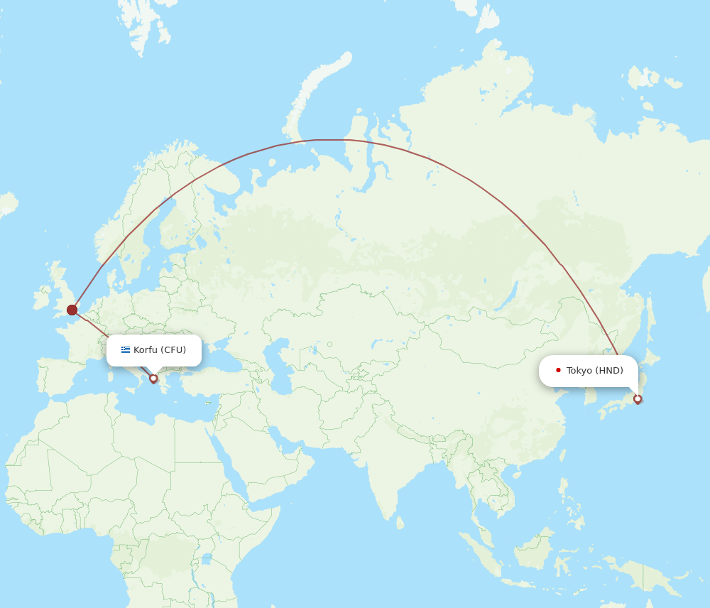 HND-CFU flight routes