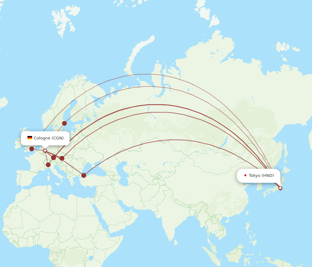 HND-CGN flight routes