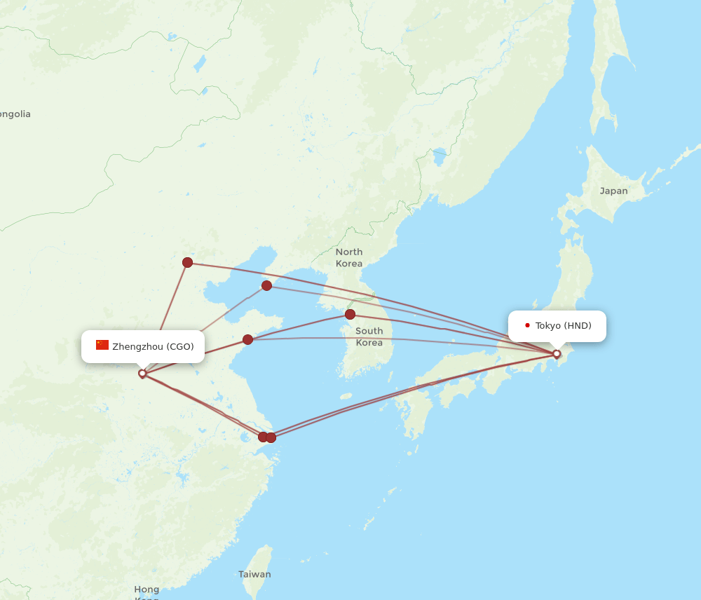 HND-CGO flight routes