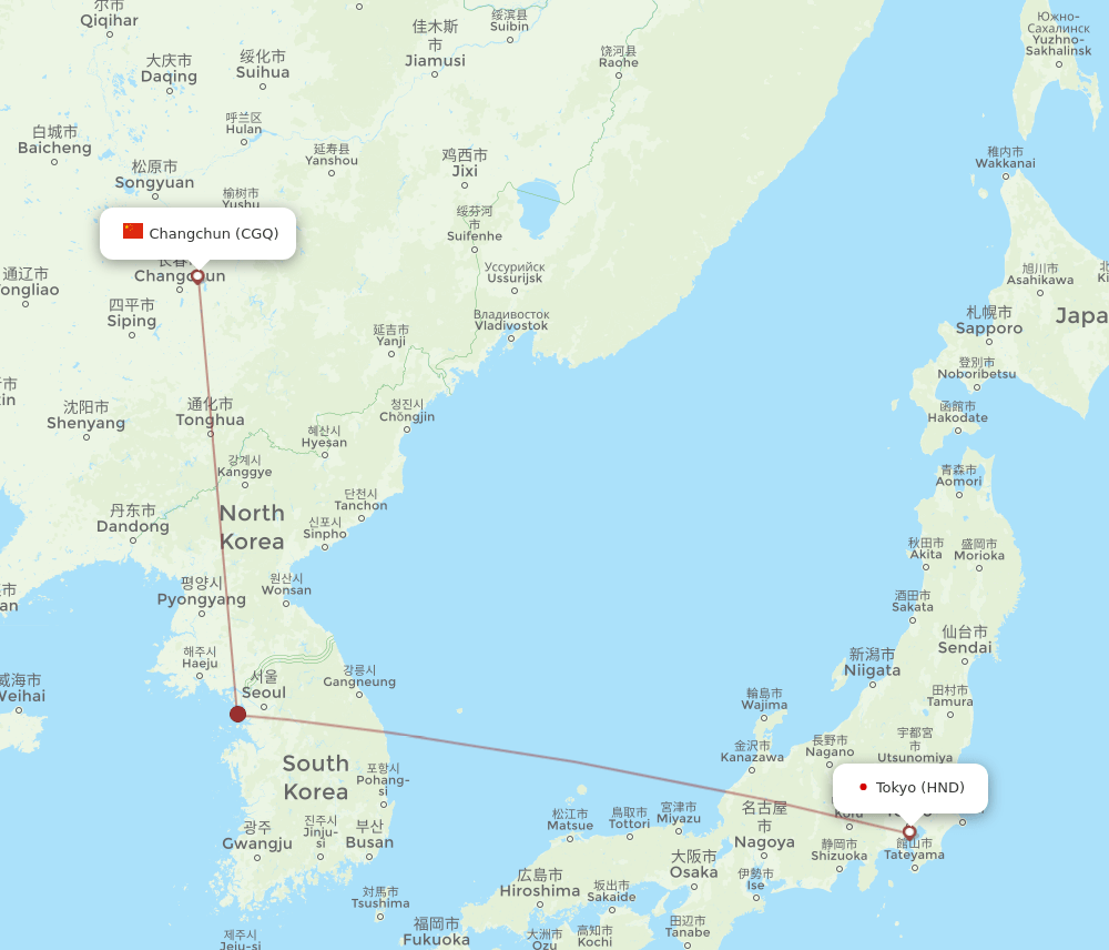 HND-CGQ flight routes