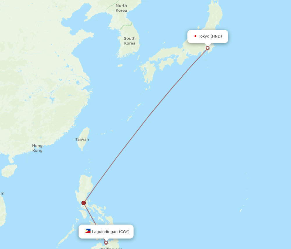 HND-CGY flight routes