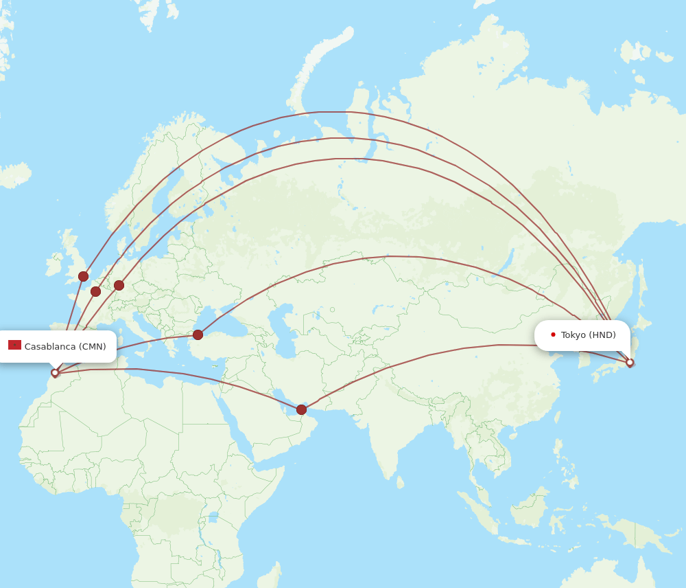 HND-CMN flight routes