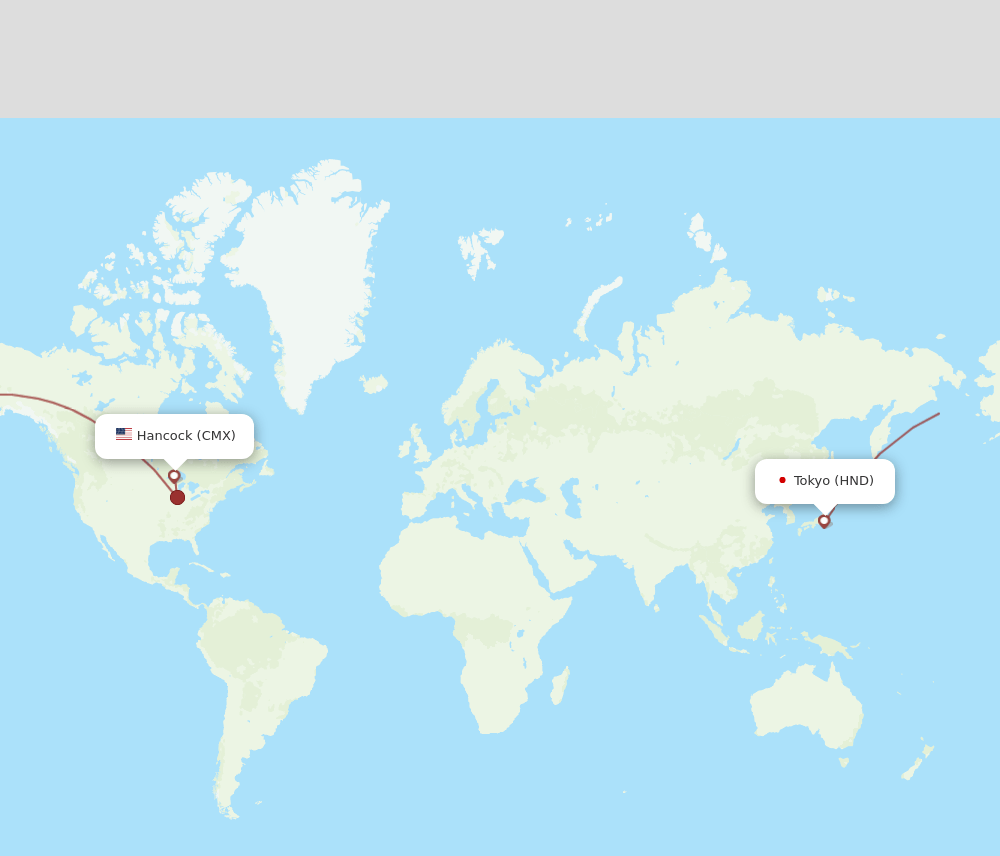 HND to CMX flights and routes map