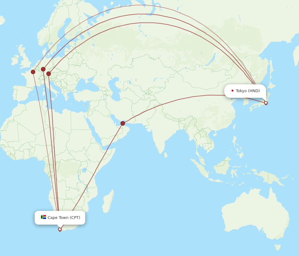 HND-CPT flight routes