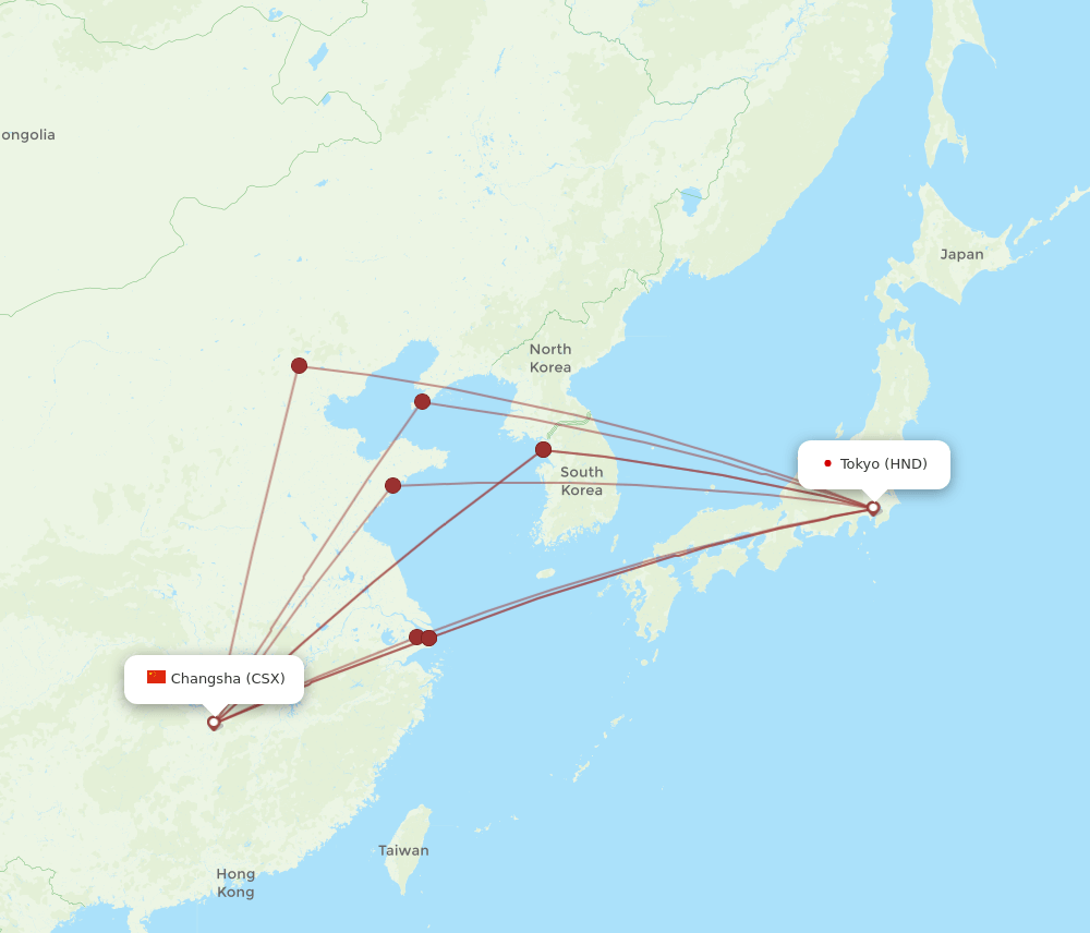 HND-CSX flight routes