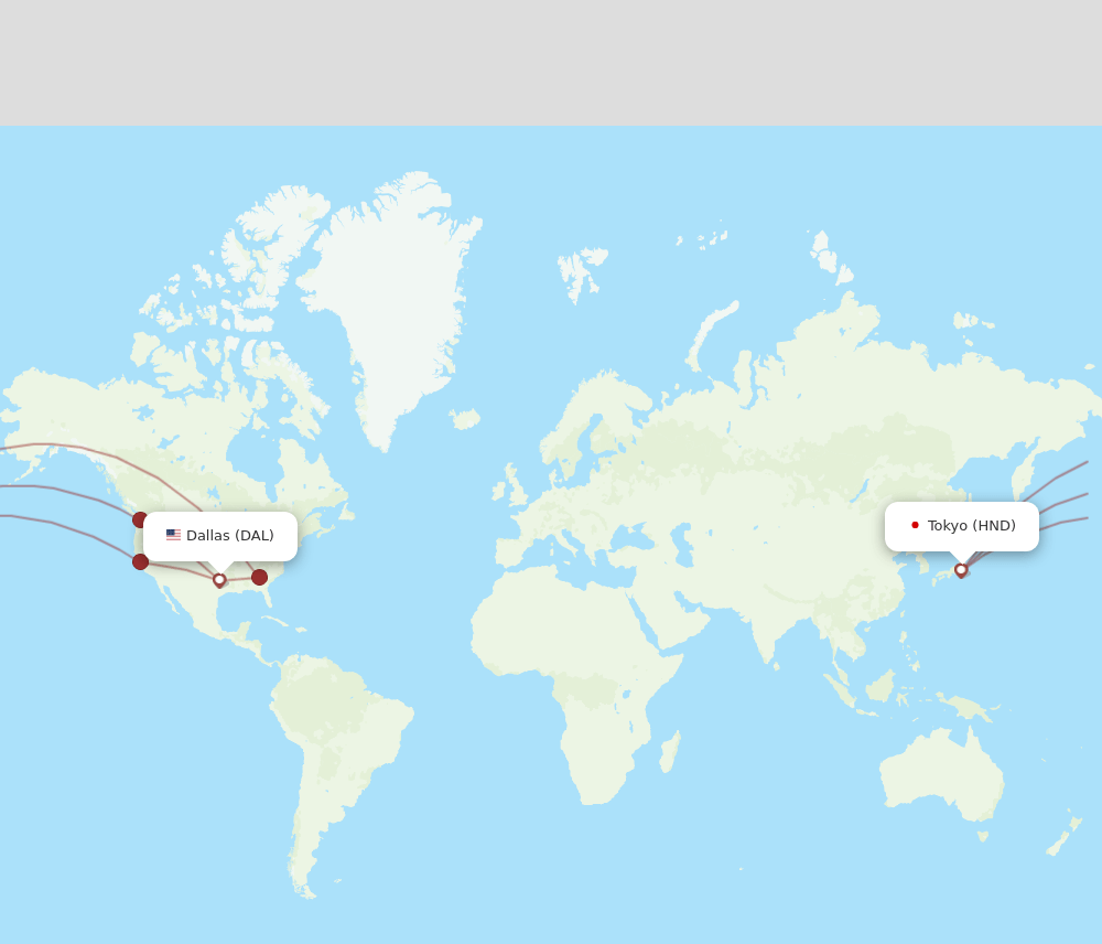 HND to DAL flights and routes map