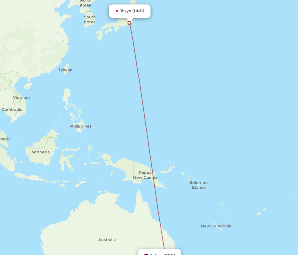 HND-DBO flight routes