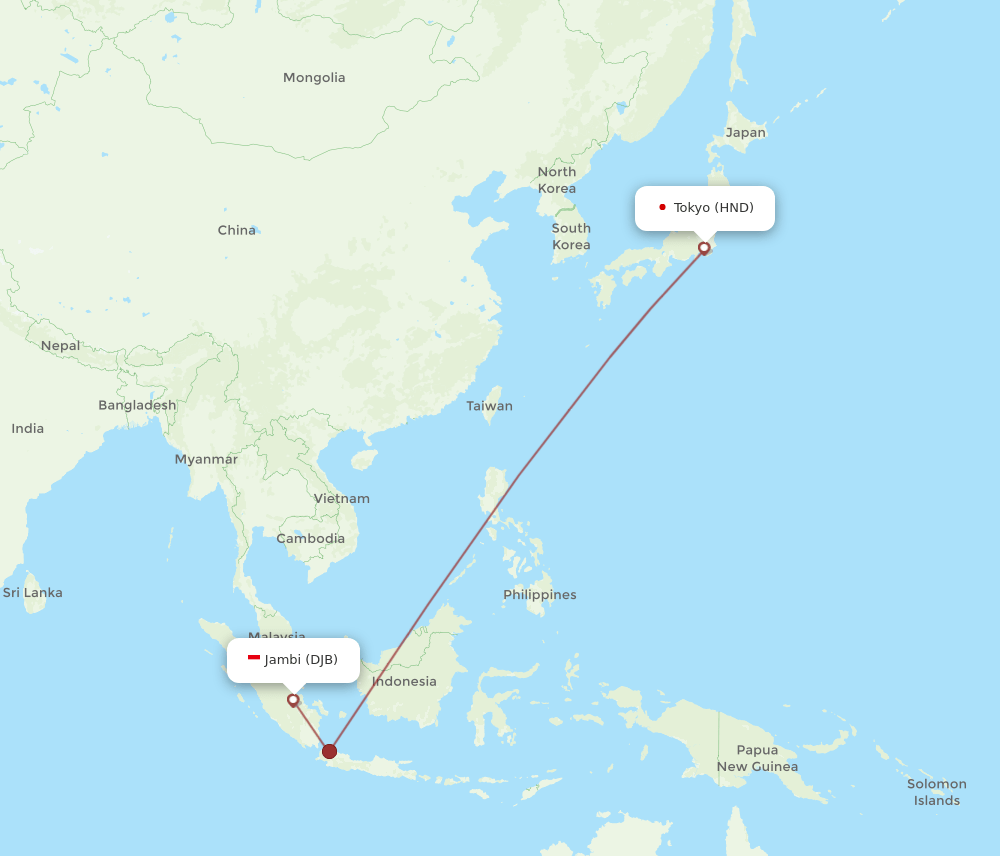 HND-DJB flight routes