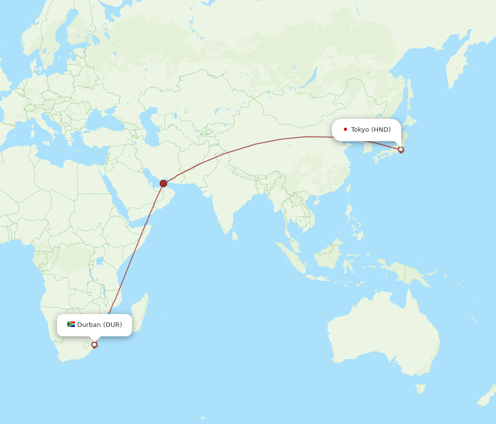 HND-DUR flight routes