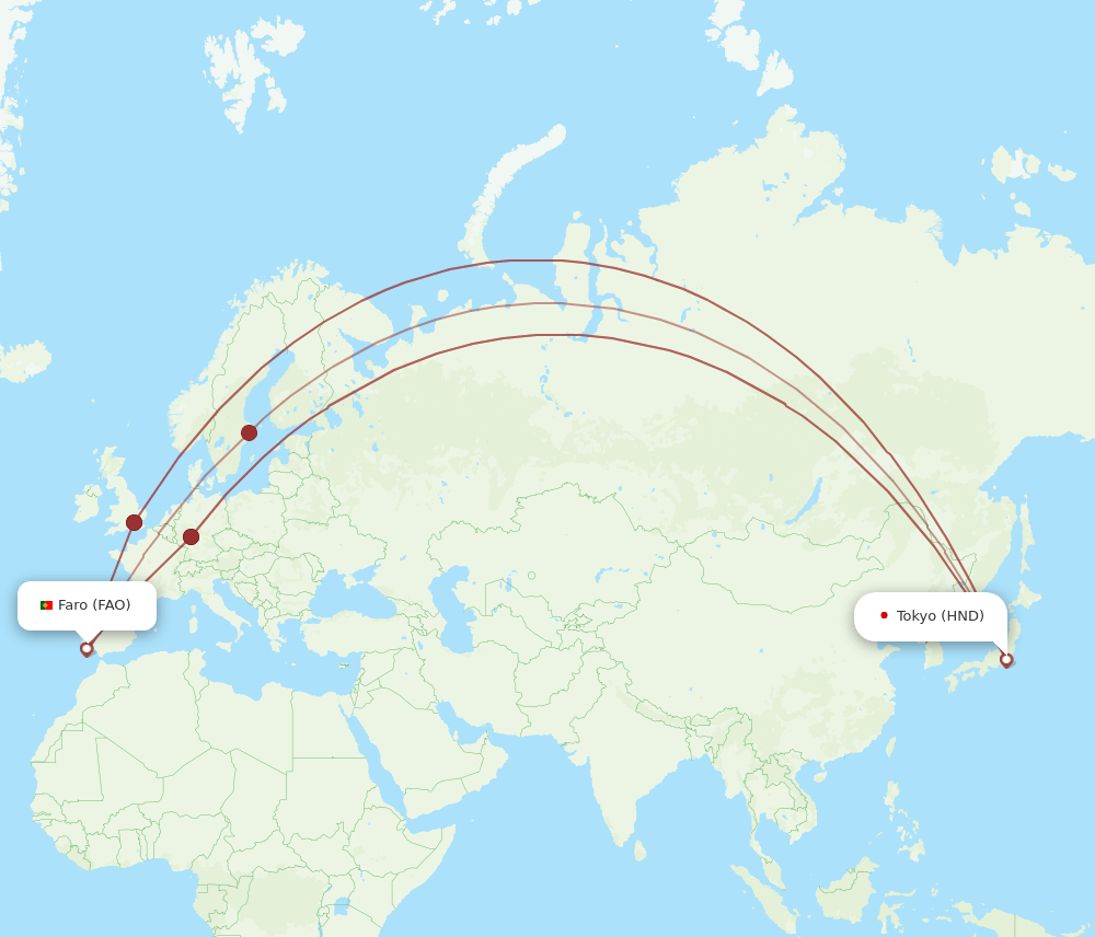 HND-FAO flight routes