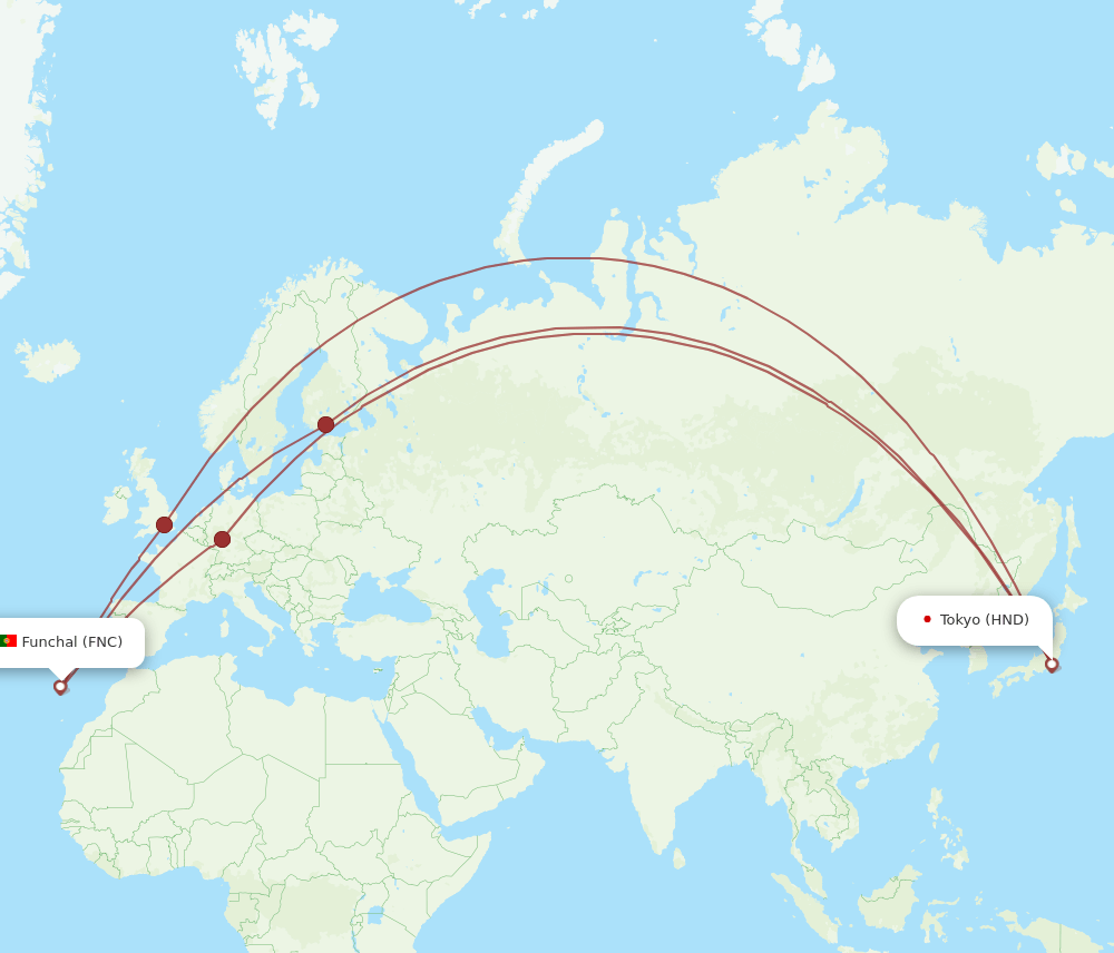HND-FNC flight routes