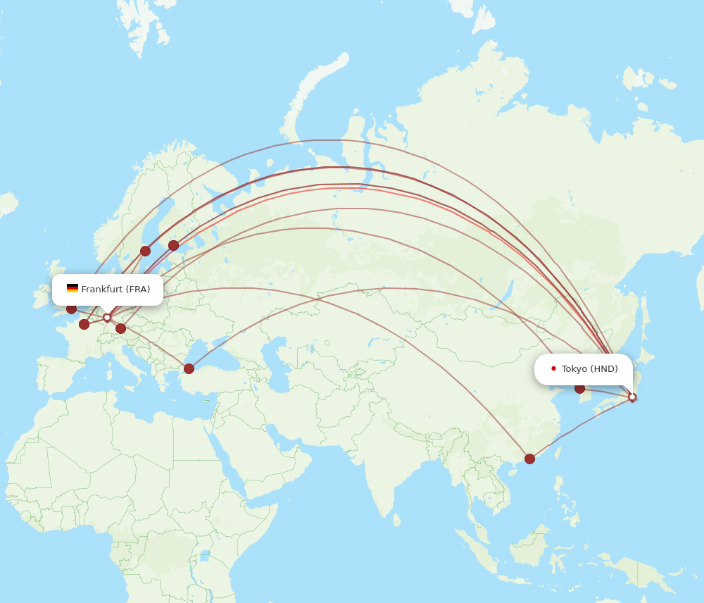 HND to FRA flights and routes map