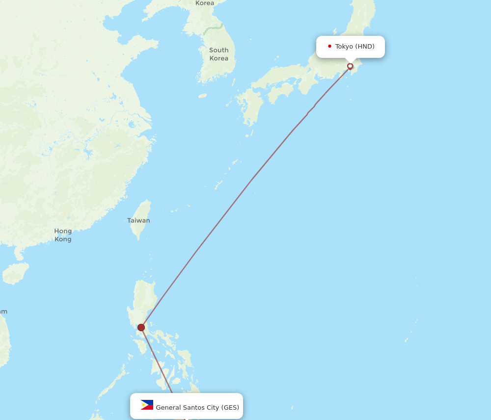 HND to GES flights and routes map