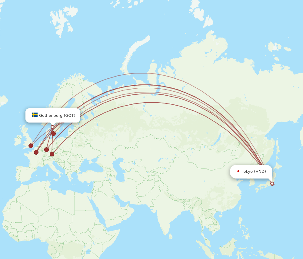 HND-GOT flight routes