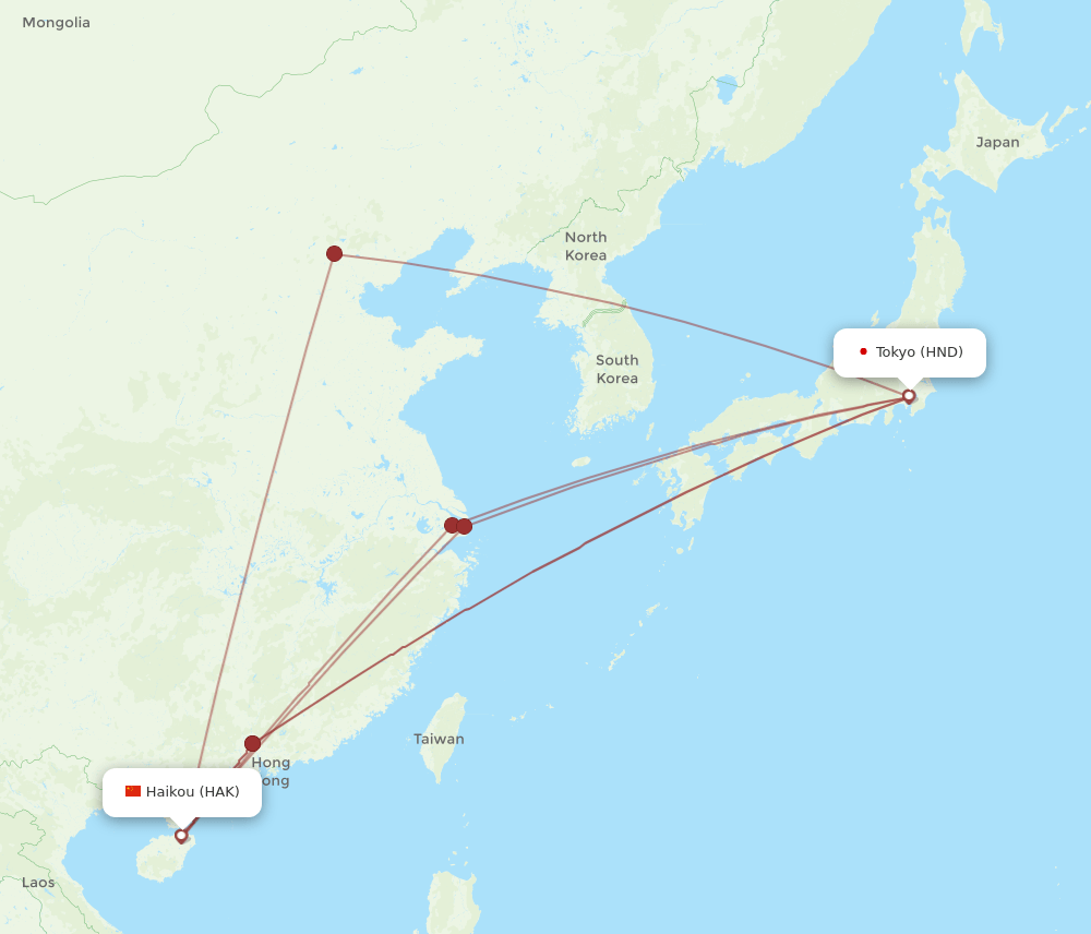 HND-HAK flight routes