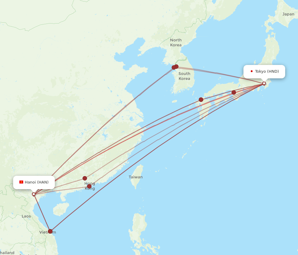 HND-HAN flight routes