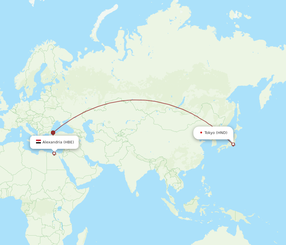 HND to HBE flights and routes map