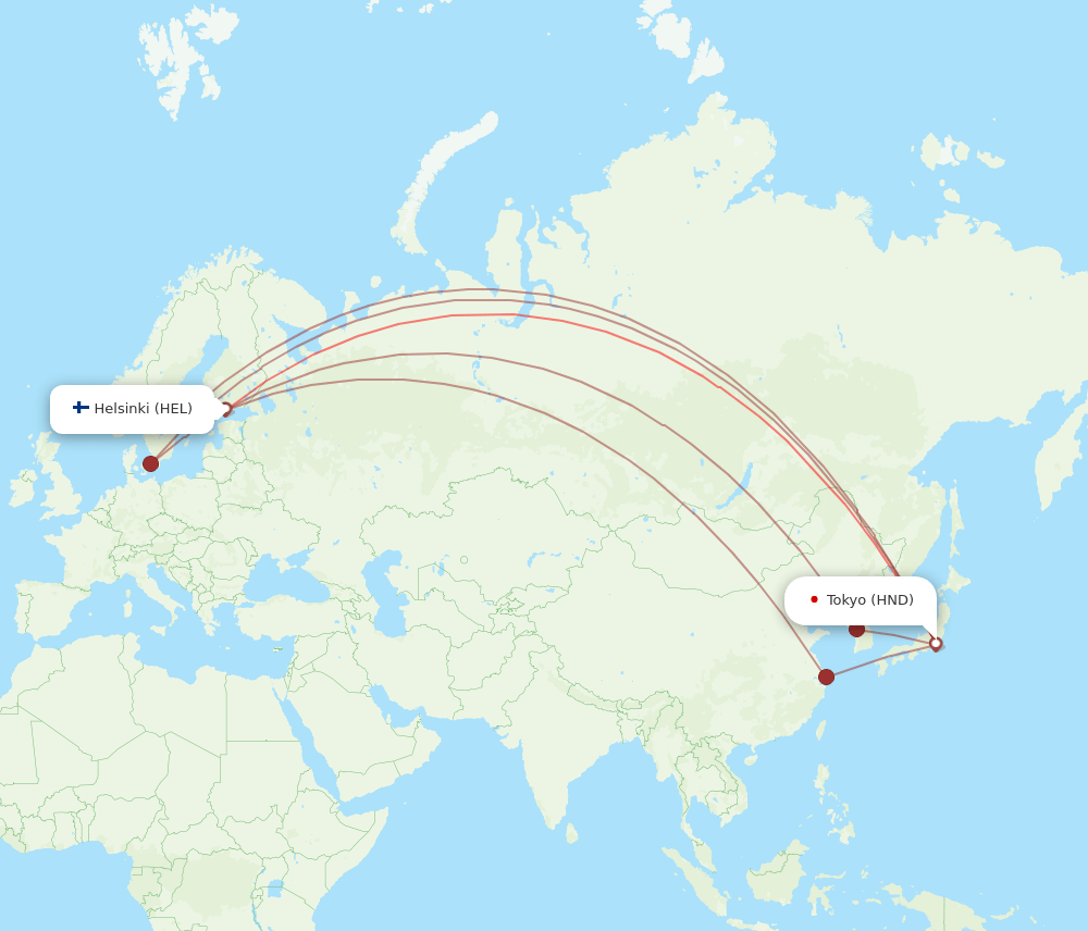 HND-HEL flight routes