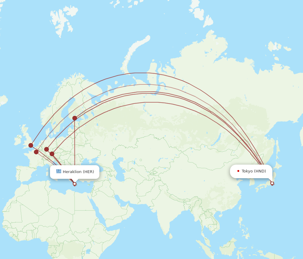 HND-HER flight routes