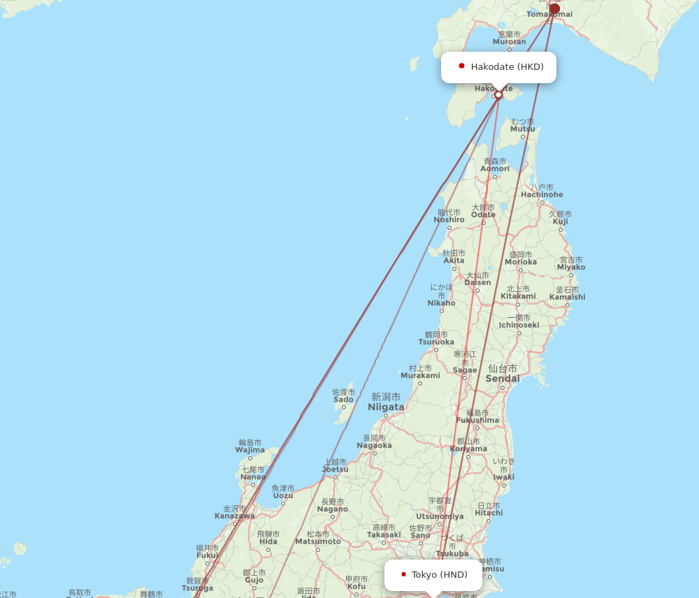 HND-HKD flight routes