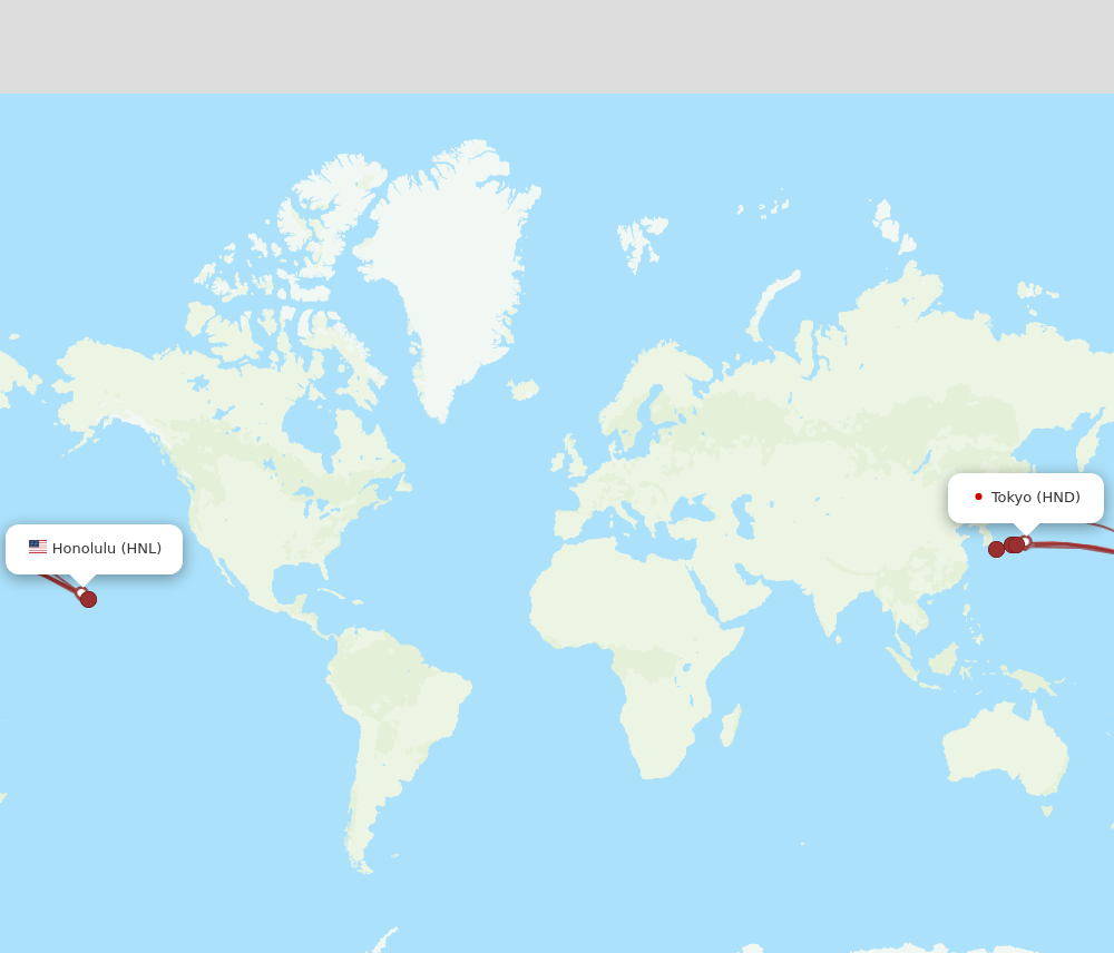 HND to HNL flights and routes map