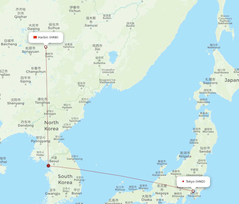 HND-HRB flight routes