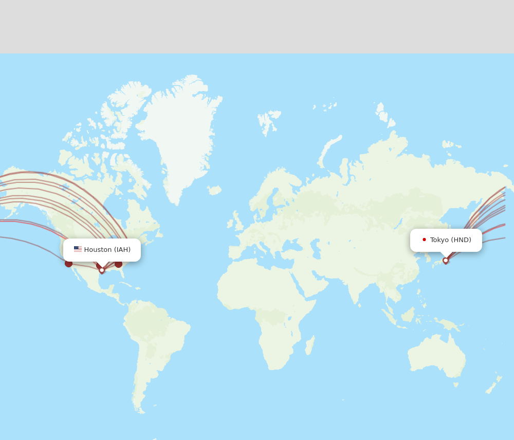 HND to IAH flights and routes map