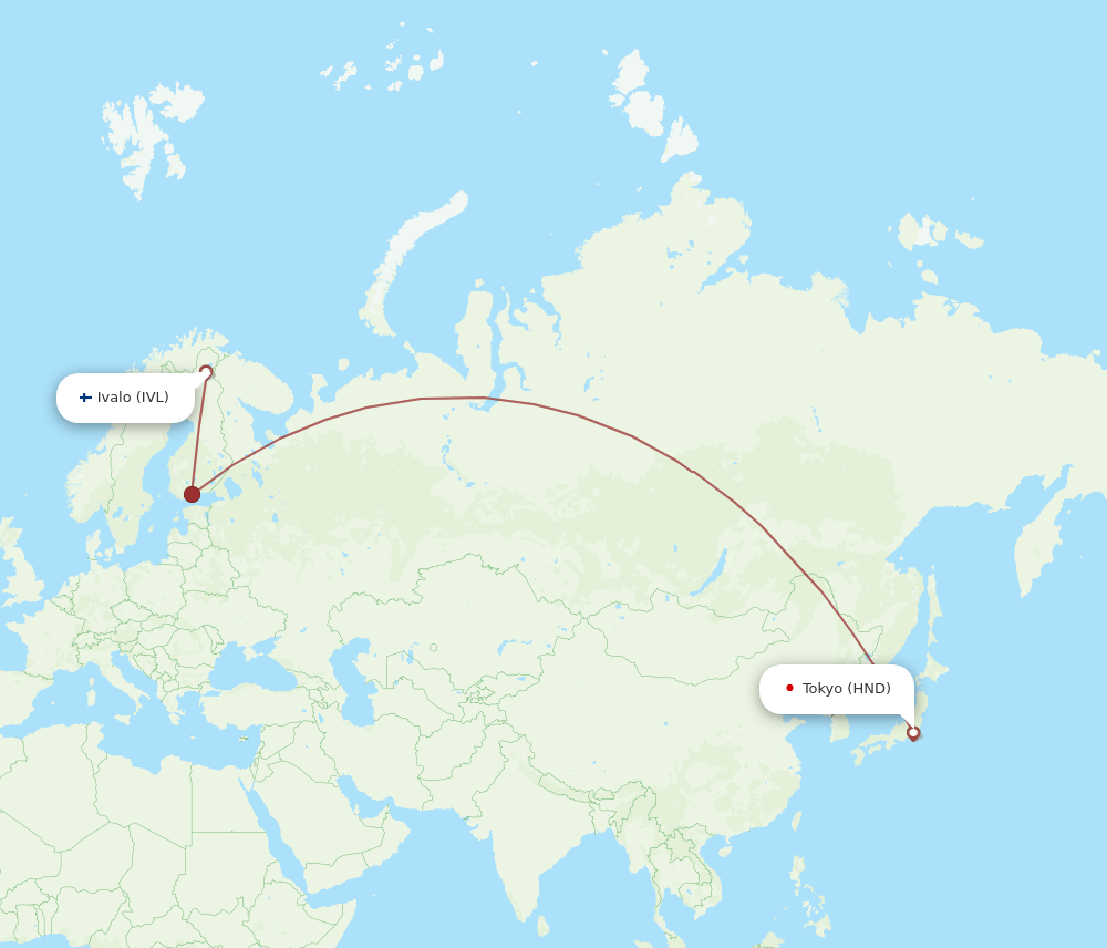 HND-IVL flight routes