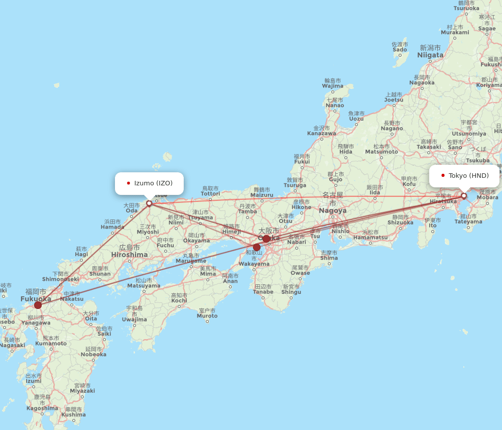 HND-IZO flight routes