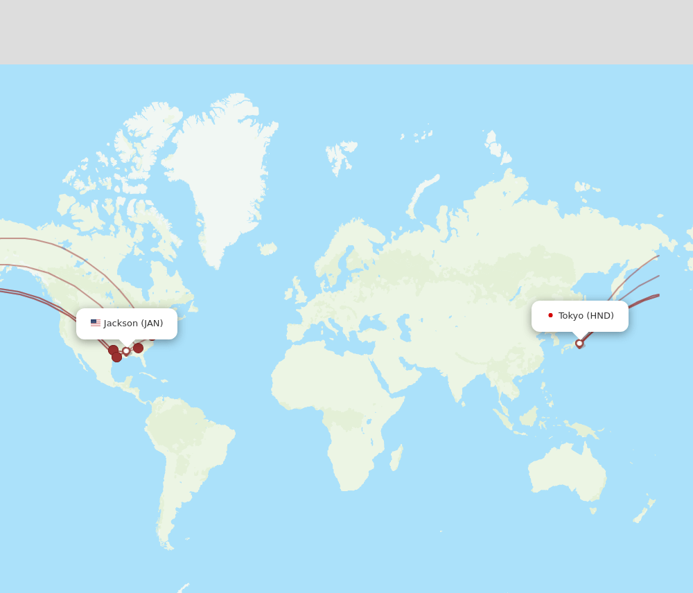HND-JAN flight routes