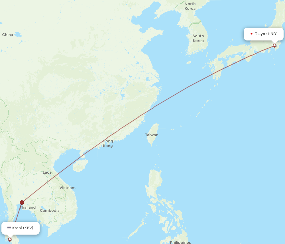 HND-KBV flight routes