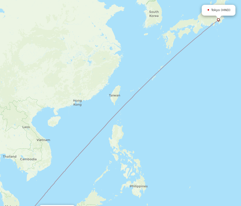 HND to KCH flights and routes map