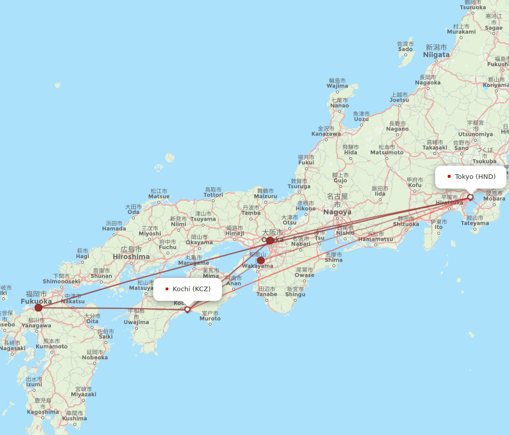 HND-KCZ flight routes