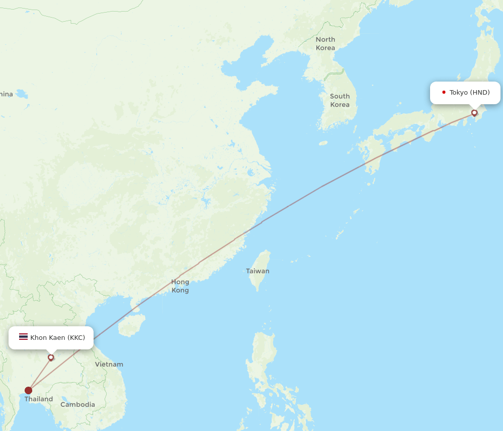 HND-KKC flight routes