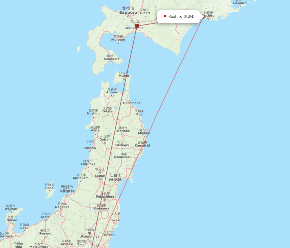 HND-KUH flight routes
