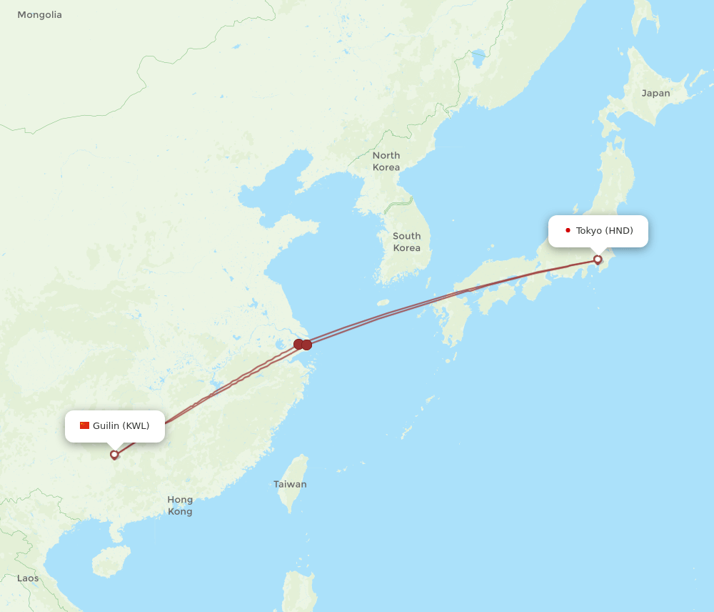 HND-KWL flight routes