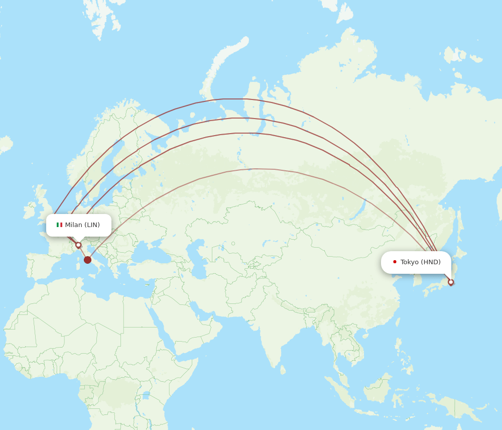 HND-LIN flight routes