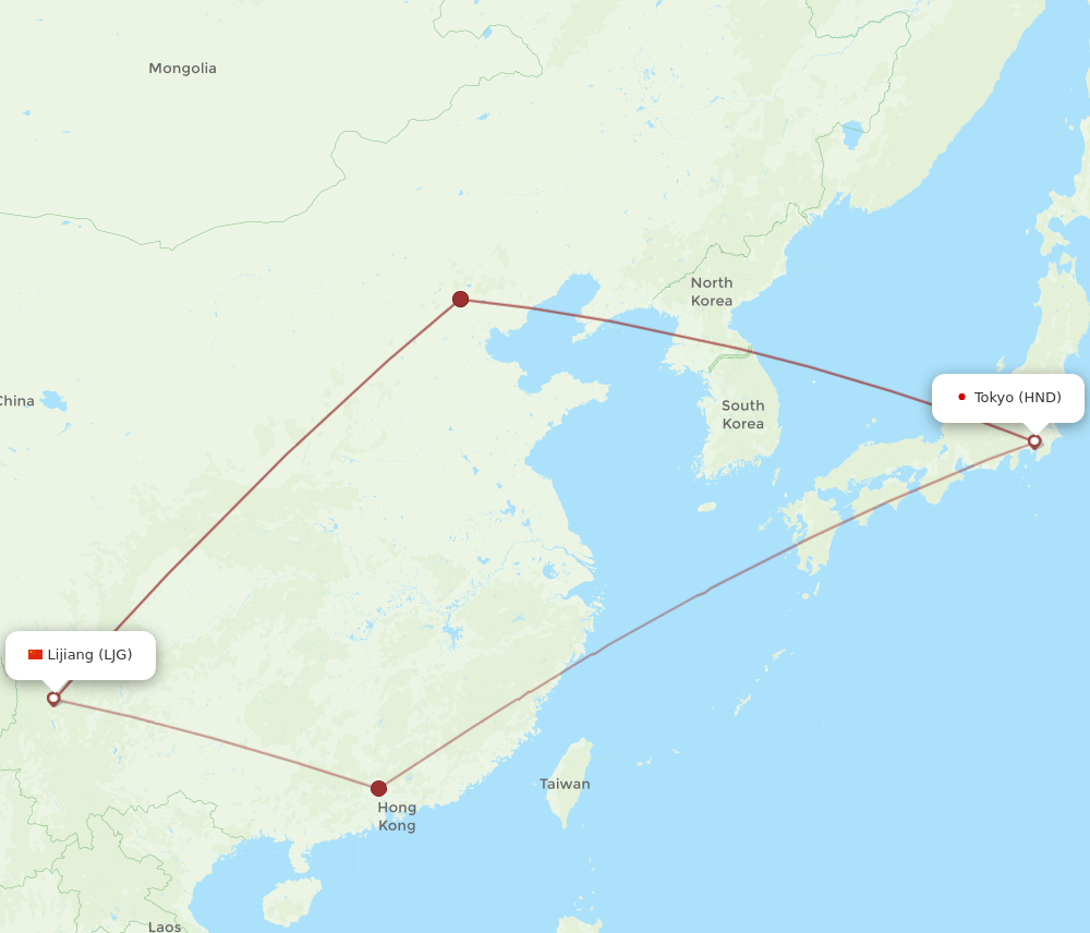HND-LJG flight routes