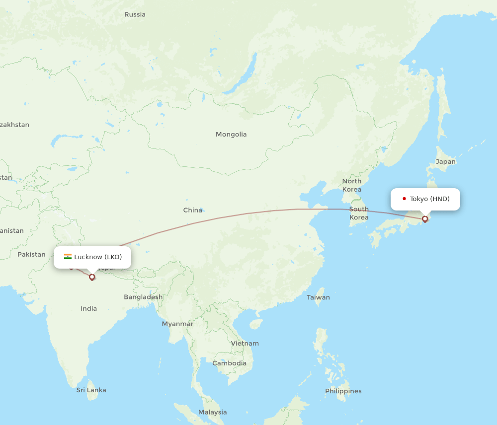 HND-LKO flight routes