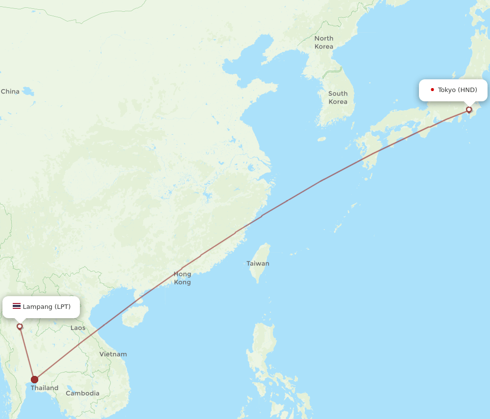 HND-LPT flight routes