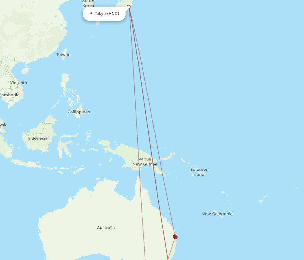 HND to LST flights and routes map